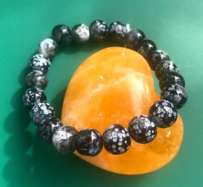 Grenier-isis.com - Bracelet obsidienne flocon de neige - pierres naturelles